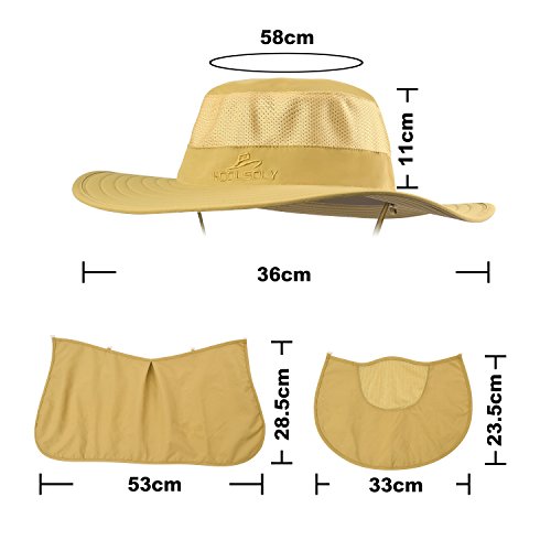 Fishing Hat,Sun Cap with UPF 50+ Sun Protection and Neck Flap,for Man and Women - color: Khaki