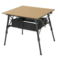 ARROWHEAD OUTDOOR 39" Aluminum Folding Camp Roll Up Table w/Adjustable Height, Undertable Mesh Storage, Carry Bag - color: Wood Grain