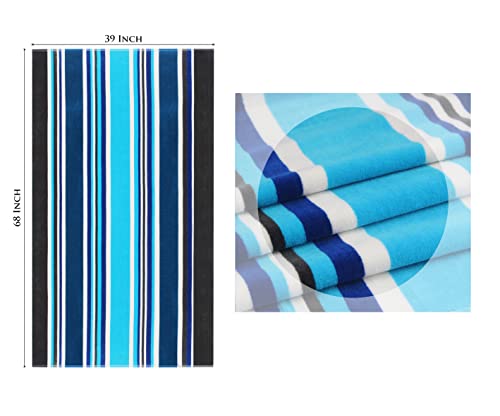 COTTON CRAFT Oversized XL Beach Towel - 39 x 68 inches - 2 Pack XL Towels - 100% Cotton Velour - Big & Huge - Pool Picnic Bath - Thick Plush Super Soft Luxury - 450 GSM - Cancun Blue Multi - color: Cancun Blue Multi, size: 2 Pack - 39x68