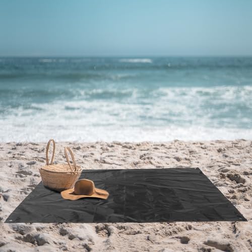 Angoily Waterproof Outdoor Picnic Blanket Mat with Oxford Fabric, Foldable Portable Camping Ground Sheet for Beach, Tent, and BBQ Use – Black, Moisture-Resistant Picnic Pad