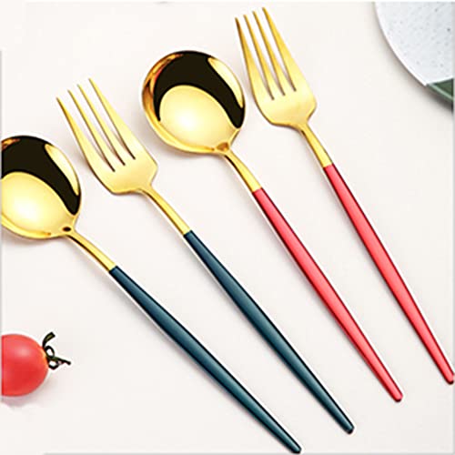 Reusable Utensils Set With Case, Reusable Travel Flatware，Travel Silverware Set With Case ，Reusable Travel Flatware For Home Office School Camping - color: Red Gold - 3 PCs