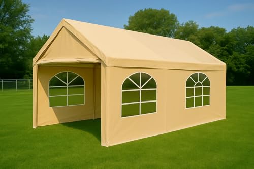 Heavy Duty Replacement Side Wall Panel with Arch Windows, 12 Mil for Party Tent Canopy (Beige 2 Window – 20 ft Valance Side Wall, Large Arch Windows, 12 Mil Heavy Duty Replacement Panel (1 Pc)) - style: Beige 2 Window – 20 ft Valance Side Wall, Large Arch