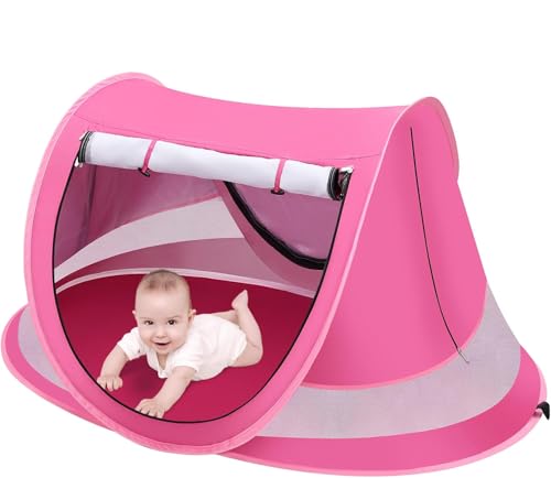 Baby Beach Tent, Pop Up Toddler Travel Bed for Boys or Girls, Sun Shade for Toddler Camping, Infant Portable Sun Shade, Summer Beach Baby - style: Pink Baby Tent