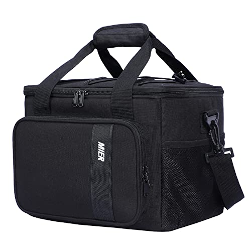 MIER Mens Lunchbox for Work Insulated 24 Cans/15L Large Lunch Bags Leakproof Adult Women Lunch Box Coolers for Travel Beach Picnic Office, Black - color: Black