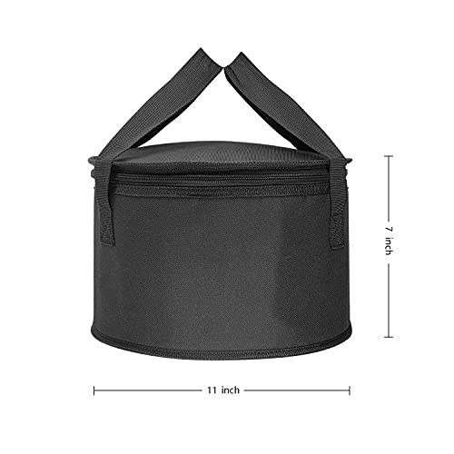 Set of 2 Polyester Fabric Round Thermal Casserole Carrier,Reusable Insulated Lunch Cooler Bag,Pie Carrier for Potluck,Picnics,Collapsible Cooler for Hot/Cold Food,11X7 inch - color: Black Color