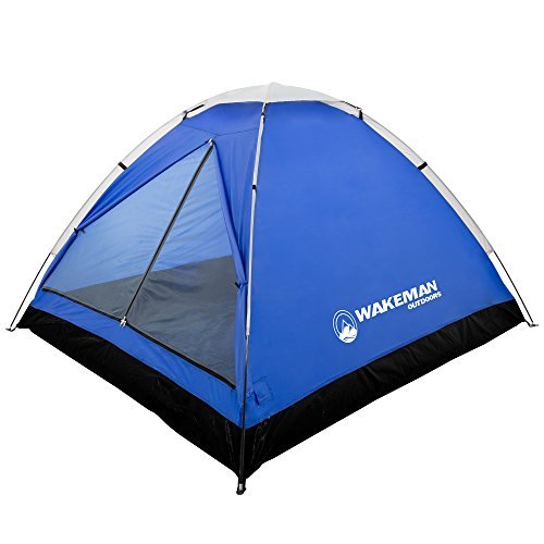 2 Person Camping Tent with Rain Fly and Carrying Bag – Lightweight Outdoor Pop Up Tents for Camping Essentials, Music Festivals, Backpacking, Hiking, or Beach Shelter by Wakeman Outdoors - color: Gray/Blue