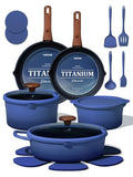 CAROTE 20Pcs Titanium Cookware Set, Pots and Pans Set Non Stick, Kitchen Cooking Set with Detachable Handle, Non Toxic Induction Cookware - Camping Cookware, Dishwasher/Oven Safe, Blue - color: Gradient Blue