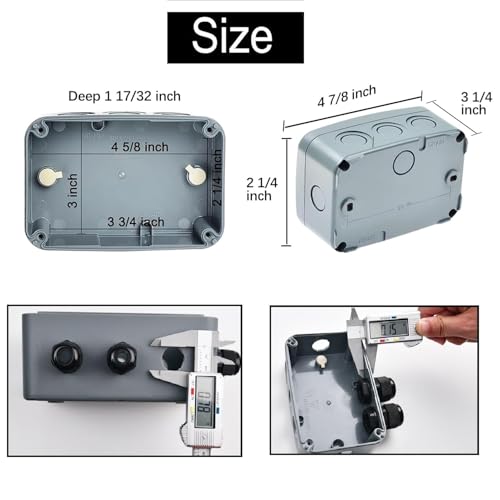 NineLeaf Outdoor Junction Box,IP66 Weatherproof Electrical Project Boxes PVC/ABS Plastic Enclosure Box Universal Watertight 4.9 x 3.3 x 2.3 inch (125x86x62mm), with 4PK 20mm Cable Gland Grey(10 Sets) - color: 10PK, size: Medium+4*M20