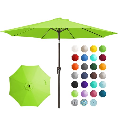 JEAREY 9FT Outdoor Patio Umbrella Outdoor Table Umbrella with Push Button Tilt and Crank, Market Umbrella 8 Sturdy Ribs UV Protection Waterproof for Garden, Deck, Backyard, Pool (Apple Green) - color: Apple Green