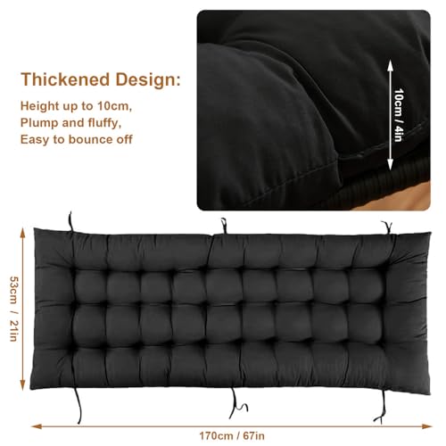 ERWUDEling Lounge Chair Cushion for Outdoor Furniture – Zero Gravity Chair Cushion Replacement, Oversized Waterproof Patio Cushion for Chaise Lounge, Indoor Lounger Chair, Replacement Cushion Only - color: Black, size: 67x19x4 inch