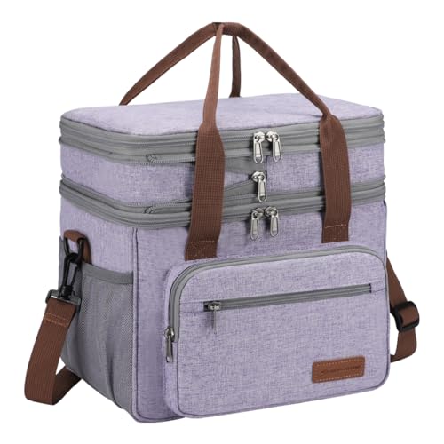 Maelstrom Lunch Box, 23L Insulated Lunch Bag, Expandable Double Deck Cooler Bag, Lightweight Leakproof Tote Bag With Side Tissue Pocket, Suit For Men and Women (D Lavender) - color: D Lavender
