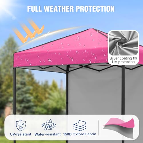 6x4 Pop Up Canopy Tent with One Wall Panel, Instant Portable Beach Canopy, Outdoor Tent with Carry Bag for Camping, Sports, Tailgating, Events, Pink - color: Pink, size: With One Wall