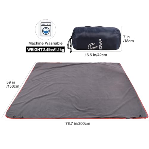 REDCAMP Large Waterproof Stadium Blanket for Outdoor Sports, Soft Warm Fleece Camping Blanket Windproof for Cold Weather, 79"x 59"Dark Blue - color: Dark Blue/Grey 79"x59"