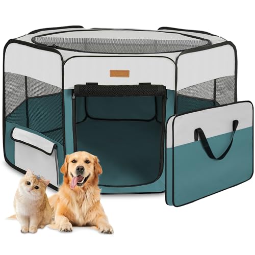 Dog Playpen, Portable Pet Play Pen for Cat, Puppies, Rabbits, Chickens, Foldable Large-Capacity Pet Tent for Indoor/Outdoor Travel Camping Blue - color: Blue, size: Medium