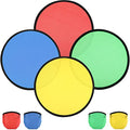 Norme 24 Pcs Foldable Flying Disc Fans with Bags Set 9.8'' Handheld Folding Fly Cooling Fans Beach Summer Flying Disc for Birthday Halloween Party Outdoor Activity Game - color: Red, Yellow, Blue and Green