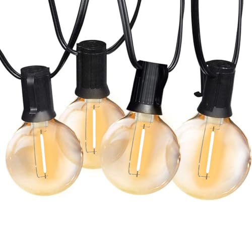 SUNTHIN Globe Outdoor String Lights, 27FT Patio Lights with 14 G40 Shatterproof LED Bulbs(1 Spare), Waterproof Hanging Lights String for Outside Backyard, Porch, Deck, Party, Garden - color: Black, size: 27FT