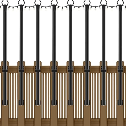 NUERPO 8 Pack String Light Poles,5Ft Metal Poles for Outdoor String Lights,Outdoor Light Poles with Post,Poles/Stand for Outside,Patio,Deck,Backyard,Garden Wedding,Party - size: 8 Pack 5FT String Light Pole