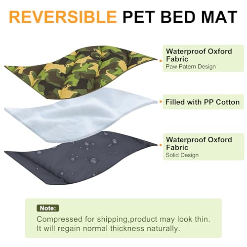 BEAUTYZOO Outdoor Dog Bed Waterproof, Camping Dog Bed Reversible, Portable Travel Bed with Carry Bag- Machine Washable, Durable, Foldable Pet Blanket for Medium Large Dogs, 26" x 43" Camouflage - color: Camouflage, size: 43.0"L x 26.0"W x 2"Th
