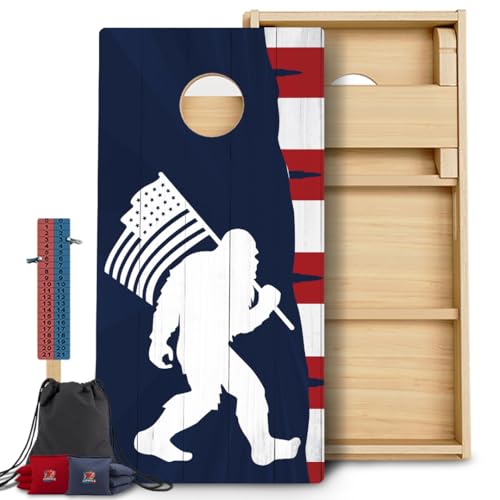CornholeGamesUSA Pro Cornhole Boards Set | Made in USA | 3/4 Baltic Birch | No Bounce | Triple Thick Legs | Two Brace & Handles, Tournament 2x4 Regulation Set with Score Tower & Cornhole Bags - color: 2006