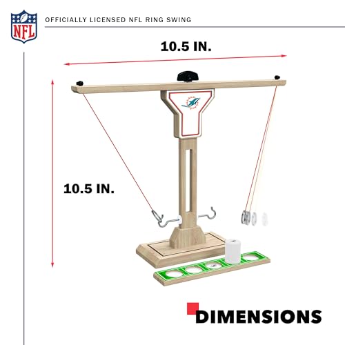 Wild Sports NFL Miami Dolphins Wooden Ring Swing Battle - Head-to-Head Ring Toss Hook & Ring Game for NFL Fans
