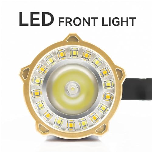 Wrrozz LED Flashlight USB Rechargeable, Super Brightest Flashlight with Sidelight and Hooks, 8 Modes Lighting, Rechargeable Spotlight, Tactical Torch Camping Portable Handheld Flash Light - size: C