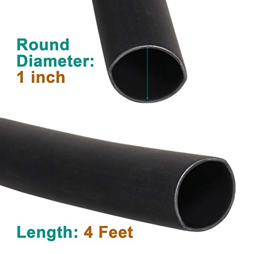 2 Pcs 1 inch (Diameter) 3:1 Waterproof Heat Shrink Tubing Kit, Large Marine Dual Wall Adhesive Shrinkable Wire Wrap Tube, Insulation Sealing Wear-Resistant Cable Protector by YUKSY (4ft, Black & Red) - size: 1" (4ft, Black/Red)