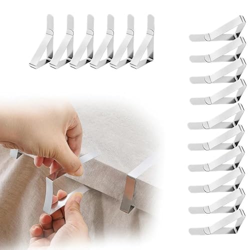 18PCS Tablecloth Clips Set Stainless Steel Outdoor Picnic Table Cover Holders Non Slip Fasteners for Party Camping Dining Events - color: Silver 18 Pack