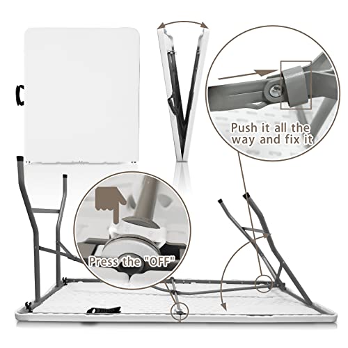 Plastic Folding Table, 5 FT Folding Table, Portable Tables for Dining Parties Card Picnic Camping - size: 5FT