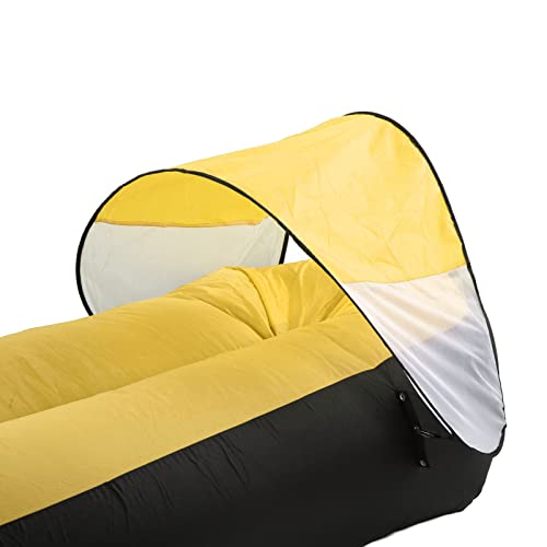Inflatable Lounger Air Sofa Chair with Sunshade,Outdoor Inflatable Sofa,Portable Water Proof Couch, for Outdoor, Beach, Hiking, Picnics, (Black Plus Yellow)