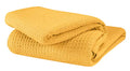 GLAMBURG 100% Cotton Thermal Blanket, Breathable Waffle Blanket, King Size, All Season, Mustard Yellow - color: Mustard, size: King (90"x102")