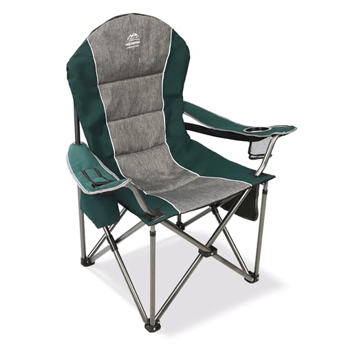 Camping Chairs for Adults,High Back Folding Camp Chair with Cup Holder and Cooler Bag,Heavy Duty Outdoor Lawn Chairs,Perfect for Camping,Hiking,Picnics,and Beach Trips,Dark Green… - color: Dark Green