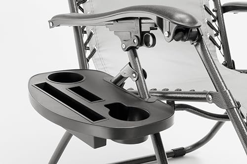 Heavy Duty Zero Gravity Chair with Adjustable Reclining, Large Side Table, Gray 600D Polyester, Powder-Coated Steel Frame, 300 lbs Capacity