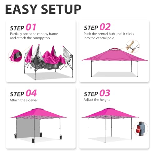 EAGLE PEAK 13x13 Pop up Canopy Tent w/One Wall, Instant Canopy Easy Set up Folding Shelter w/One Privacy Curtain, 169 Square Feet Sun Shade, Light Pink - color: Light Pink