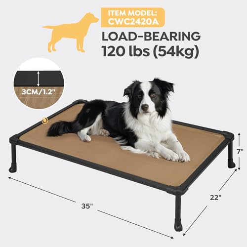Veehoo Chew Proof Dog Bed, Non-Chewable Cot for Medium Dogs, Anti-Scratch Durable Hammock Raised Place for Training Platform, Outdoor Cooling Off Ground, CWC2420ACP