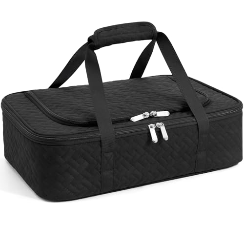 Insulated Casserole Carrier - Portable Casserole Carrier for Hot or Cold Food, Lasagna Holder for Parties,Picnic,Cookouts,Traveling - Fits 9" x 13" Baking Dish (Black) - color: Black