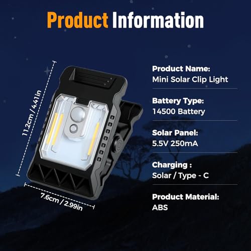 Solar Clip Light with Motion Sensor, 2026 New Portable Outdoor LED Light for Camping, Adjustable Clip On LED Light for Garden, Multifunctional Clip Lamp for Garage, Emergency LED Light for Home (4PCS)