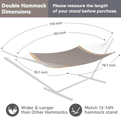 SUNCREAT Hammocks Outdoor Hammock with Spreader Bar, Poolside Portable Hammock for Outside with Carrying Bag, Coffee - color: Brown