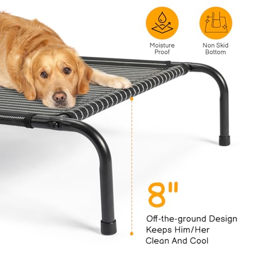 Cooling Elevated Dog Bed for Indoor and Outdoor,50" D x 31" W x 8" H (Black) - color: Black