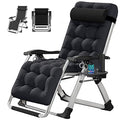 Zero Gravity Chair, Lawn Recliner, Reclining Patio Lounger Chair, Folding Portable Chaise with Detachable Soft Cushion, Cup Holder, Headrest - color: Black, style: Zero Gravity Chair