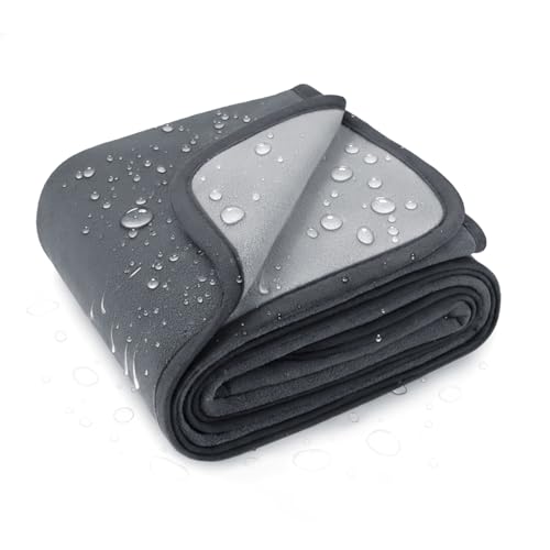 Luciphia 100% Waterproof Blanket for Adults or Small Medium Dogs, Soft Polar Fleece Pet Blankets for Couch Protector Washable, Reversible Leakproof Furniture Protection for Puppy,Dark Grey,57x40 inch - color: Monaco Stone, size: M (57x40 inch)