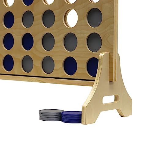 Tailgating Pros Premium Giant Four in a Row with Carrying Case - Jumbo Oversized Outdoor Yard Game - Connect Multiple Pucks in a Row to Win - Many Puck Colors Available! - color: Blue / Silver