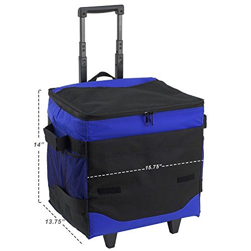 Picnic at Ascot Original 60 Can Collapsible Insulated Rolling Cooler- Designed & Quality Approved in the USA - color: Royal Blue