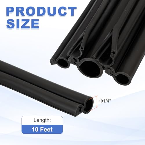 MECCANIXITY 10ft Cable Management Sleeve, 1/4 Inch ID Flexible Cord Wires Hider Cover Insulation Snap-fit Protector for Substation, High-Voltage Electrical Networks, Black - size: 1/4 Inch