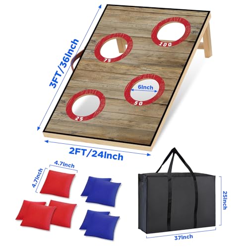 Portable Cornhole Board Set with Bean Bags,Choose 3 * 2 ft or 2 * 1 ft Cornhole Boards for Adults Kids Cornhole Games for Indoor and Outdoor Party Camping Equipment - size: 3*2 FT