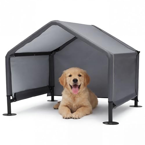 MEWANG Outdoor Dog House - Waterproof Portable Puppy Camping Tent,Ventilation Windows & Sun Protection, Lightweight Snap-fit Design for Small/Medium/Large Dogs, Beach, Backyard, Hiking (Grey, Small) - color: grey, size: Small