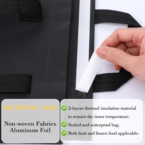 50 Pcs Insulated Take Away Bags,Thermal Insulation Food Bag for Coffee, Milky Tea,Take-away Dinner, Fresh Seafood, Cold or Warm Food drive for Restaurant, Retail Store or Picnic/BBQ (Black)