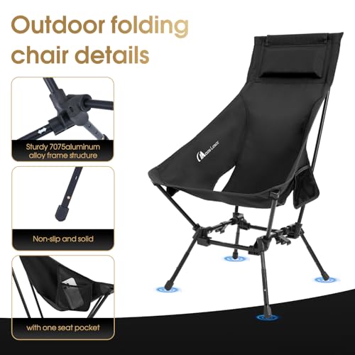 MOON LENCE Portable Camping Chairs for Adults, Adjustable Oversize Beach Chair Lawn Chair with High Back - Large Capacity, Heavy Duty (New Black) - color: New Black 1 Pack
