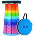 Doseno Upgraded Foldable Stool Thickened, Portable Collapsible Stool Retractable Stool for Fishing, Hiking Tours, BBQ, Parties, Outdoor Activities (Rainbow)