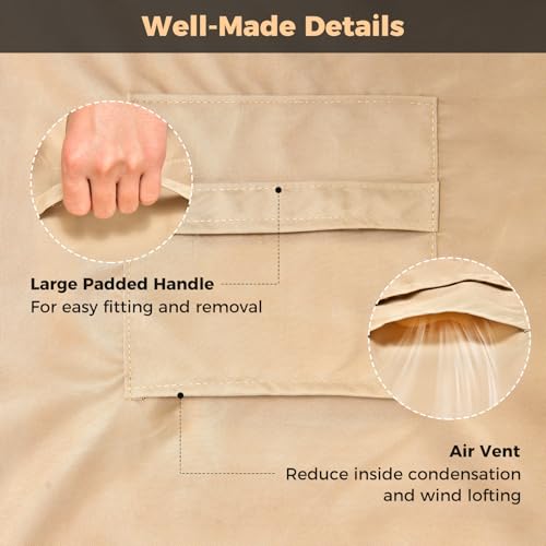 Tangkula 3-Seater Patio Sofa Cover, Waterproof Protective Cover for Outdoor Furniture w/Padded Handle, Click-Close Straps & Air Vent, Heavy Duty Deep Couch Cover w/PU Coating, 77" W x 43" H x 30" H - size: 77" W x 43" D x 30" H
