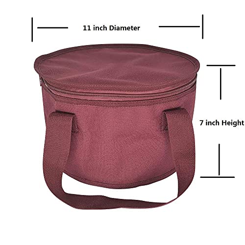 Set of 2 Polyester Fabric Round Thermal Casserole Carrier,Reusable Insulated Lunch Cooler Bag,Pie Carrier for Potluck,Picnics,Collapsible Cooler for Hot/Cold Food,11X7 inch - color: Red Color